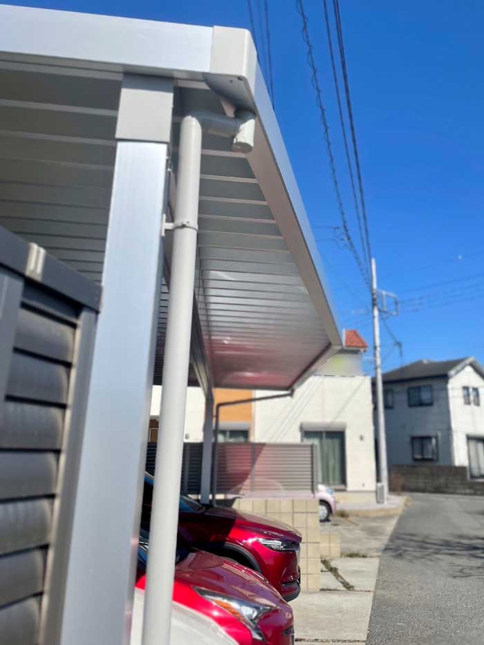 伊勢崎市カーポート屋根前枠加工外構工事