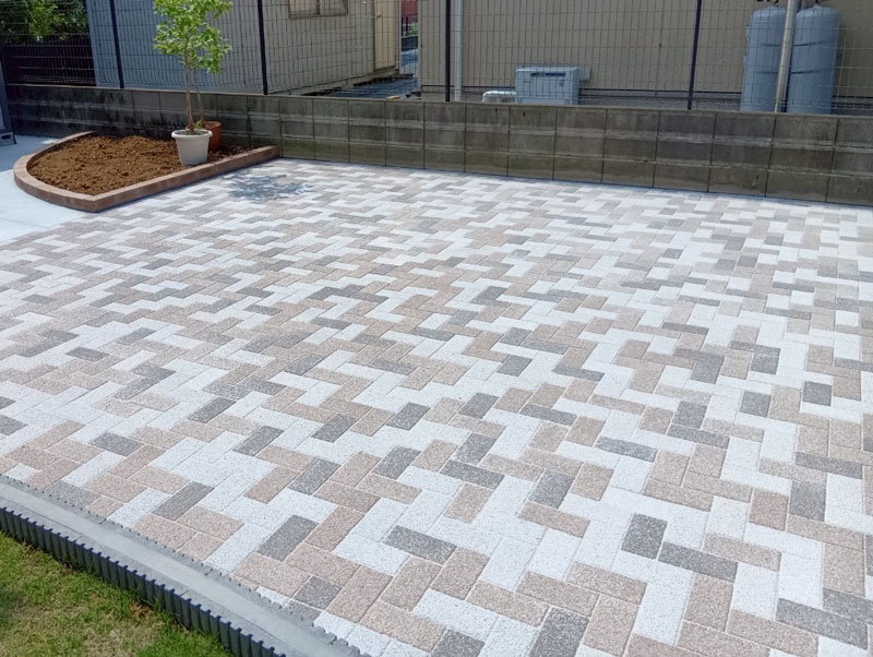 館林市外構インターロッキングブロック