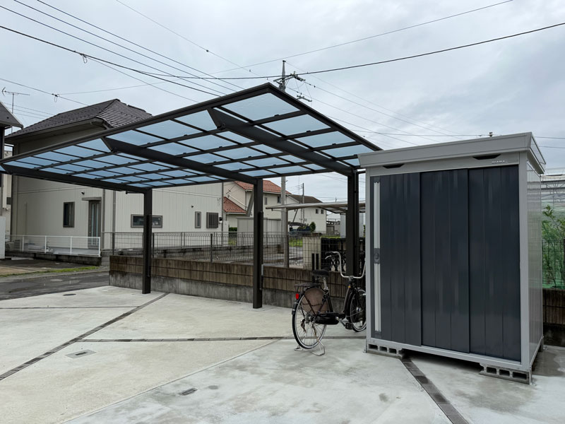 太田市外構カーポート物置施工例