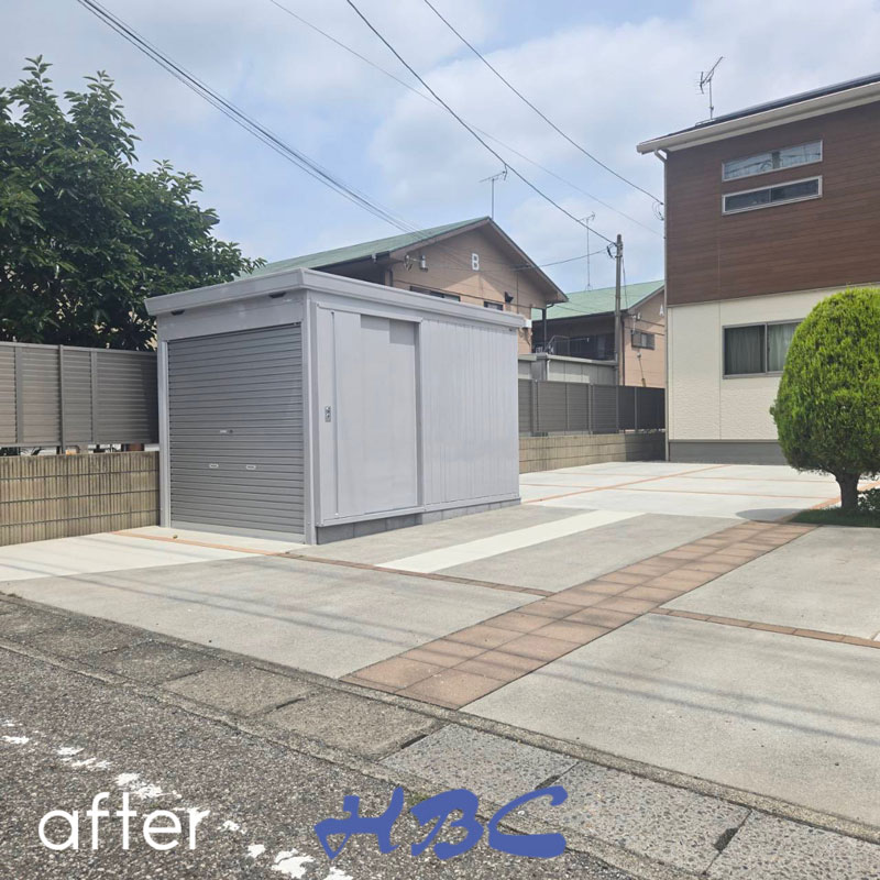 大泉町土間コン物置外構工事施工例